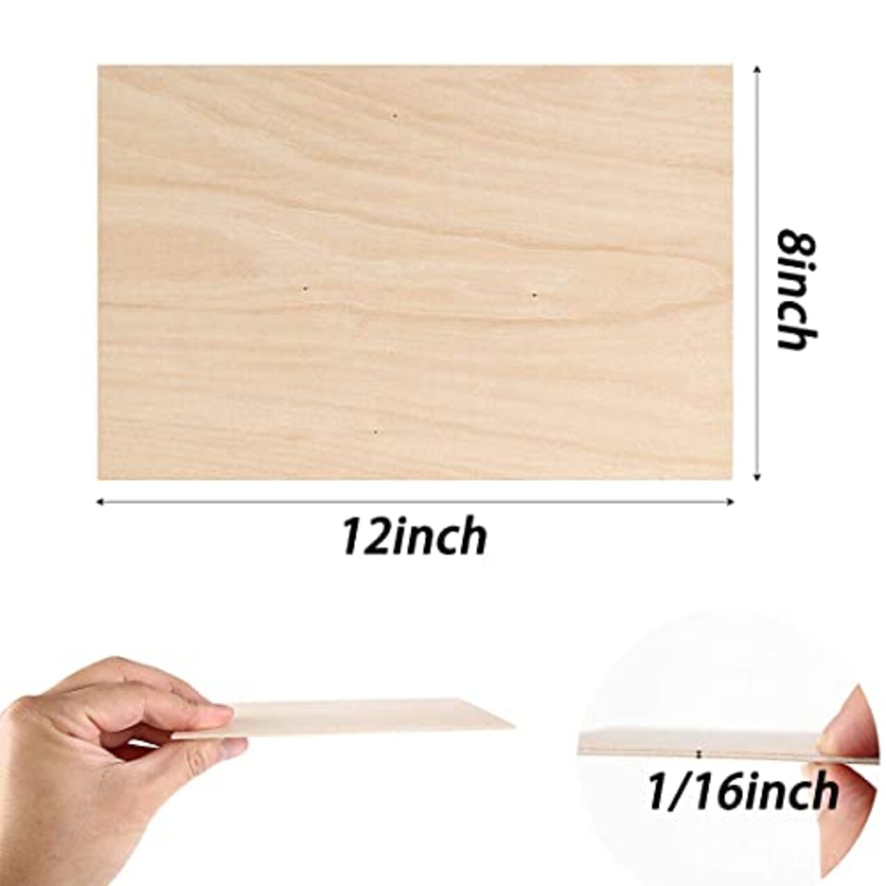 8 Pieces Basswood Sheets for Crafts, Craft Wood Board for House Aircraft Ship Boat Arts and Crafts, School Projects, Wooden DIY Ornaments (12 x 8 x 1/16inch)